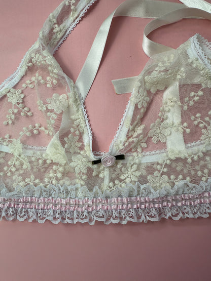 Pink lace bra