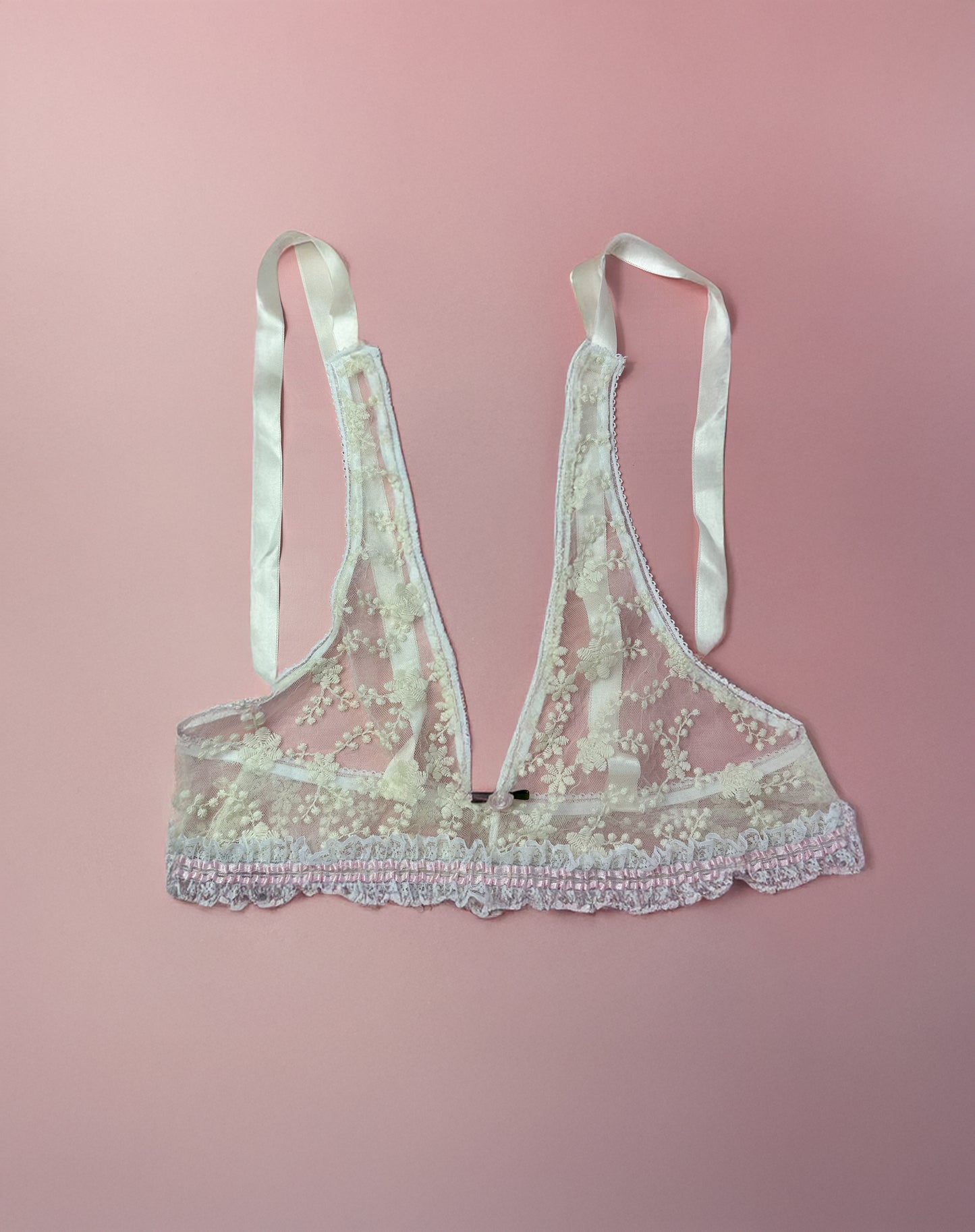 Pink lace bra