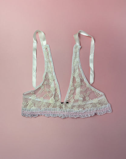 Pink lace bra