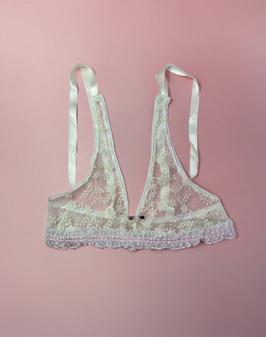 Pink lace bra